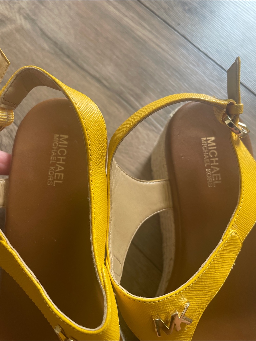 Michael Kors Yellow Leather Espadrille Wedge Sandals - Picture 5 of 9